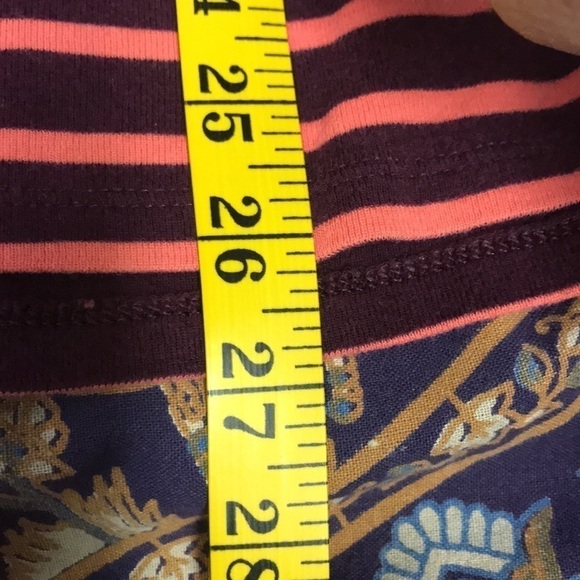 GAP Women’s Striped Tee Wine/Peach XXL Long Sleeves Crew Neck EUC Fall - Picture 10 of 11